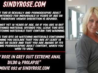 Sindy Rose in Grey Suit Extreme Anal Dildo & Prolapse