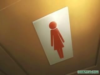 Studente manga tetta cazzo e standingfucked in il toilette