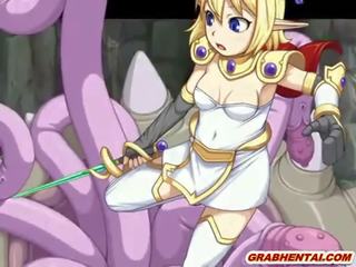 Pretty hentai Elf Princess caught and tentacles monster drilled