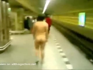 Naked fellow dared to walk to and ride sepur