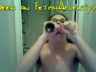 Exceptional teen gags on dildos on webcam film