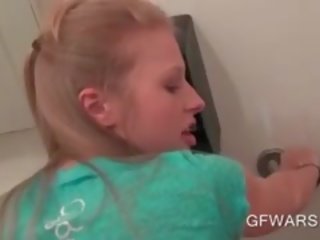 Nasty Blonde Banged From Behind In Bathroom