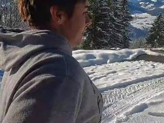 Snow Bunny Piss Desperation Austrian Mountain View: sex clip 58