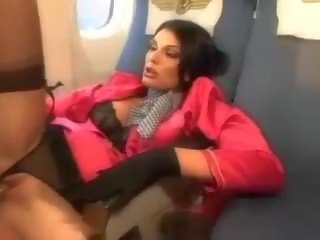 Glücklich passenger lecken flugbegleiterin feucht muschi