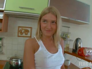 Extraordinary Blonde Teen Pussy Fuck in Kitchen, HD porn b6