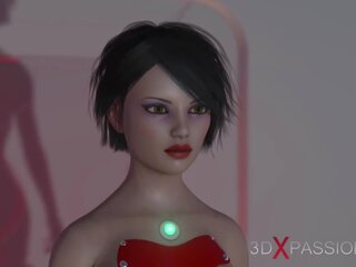 Еліта брудна кліп в простір станція 3d dickgirl грає з a чарівний підліток