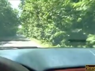 Hitchhiking Couple Picked Up And Fucking In The Backseat