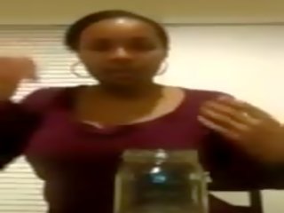 Ebony damsel milking her big ireng susu, xxx video 00