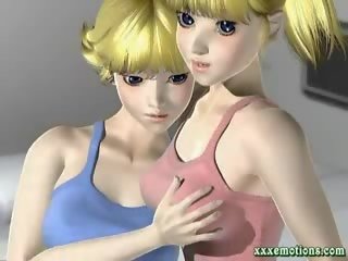 Animated blondes sharing a huge ireng pecker