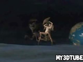 Foxy 3d babeh gets fucked by an alien on the moon
