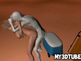 Barmfager 3d tegnefilm blond blir knullet av en alien
