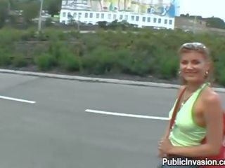 Wet and wild public blowjob