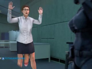 Futa with giant prick in office, gameplay episode