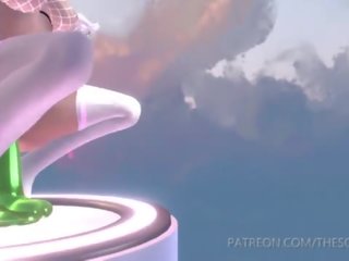 3d smutsiga video- prinsessan ridning enormt dildon