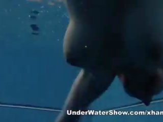 Redheaded honing zwemmen naakt in de zwembad