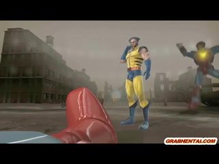Wolverine 3d hoạt hình fucked lược từ phía sau trong các ngoài trời