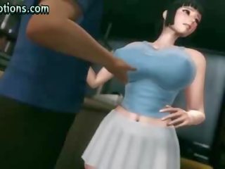 Gros seins animé fantaisie femme obtient jizzload