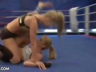 Terrific young blondes fighting