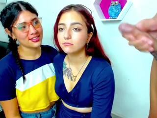 Latinas Fondle Each Other's Tits and get Throatfucked: Webcam Blowjob dirty film