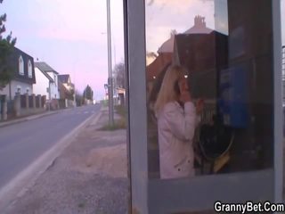 Guy Picks Up Blonde Granny And Group Sexs Her