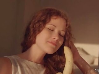 Tight teen pussy loves bannana solo teasing