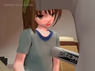 Anime anime student geneukt met een baseball knuppel
