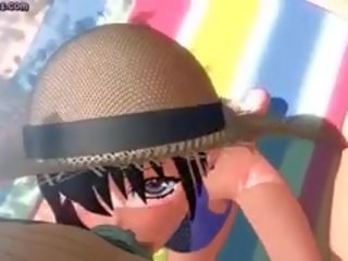 Animated prostitute Rides Massive shaft On Beach