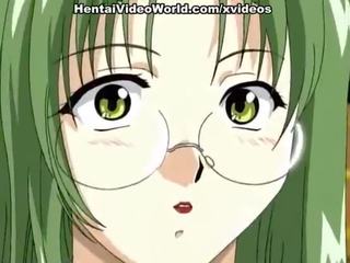 Green-haired hentai cutie whanged trong một thư viện