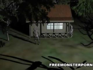 Gros seins 3d dessin animé divinity baisée dur en plein air par une zombie