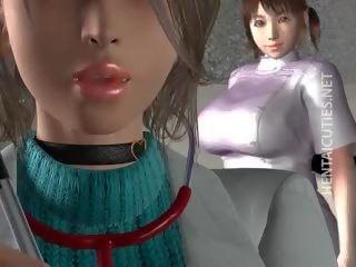 Busty 3D Hentai Lesbos Sharing cock